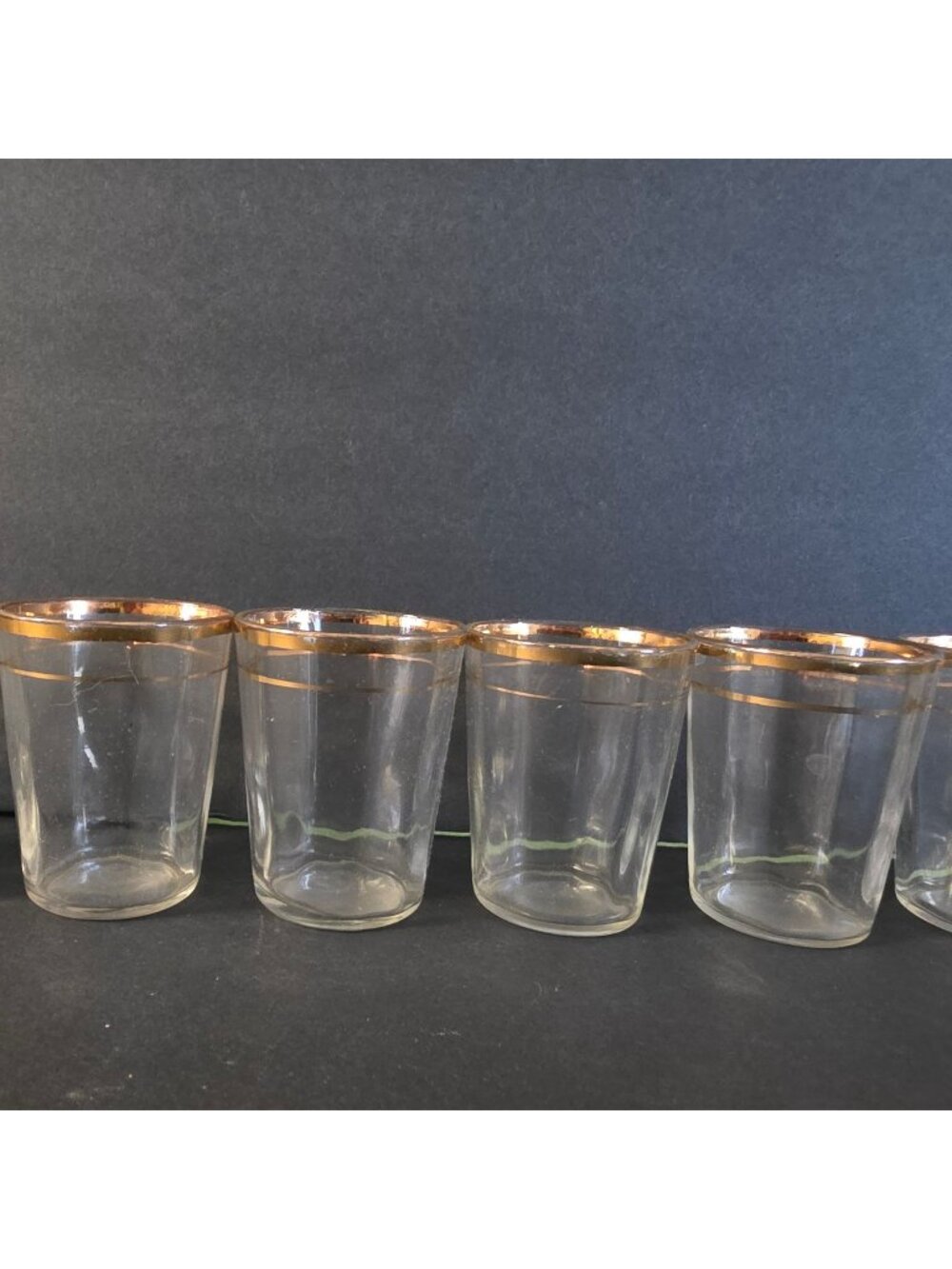 Vintage Libbey Clear Shot Glasses With Gold Rim Set Of 4 -